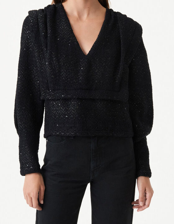 HATEYA V-NECK LUREX TOP